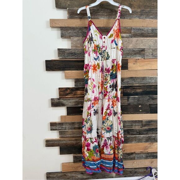 Dress NWT boutique cotton smoked back elastic waist sz L - Picture 2 of 8